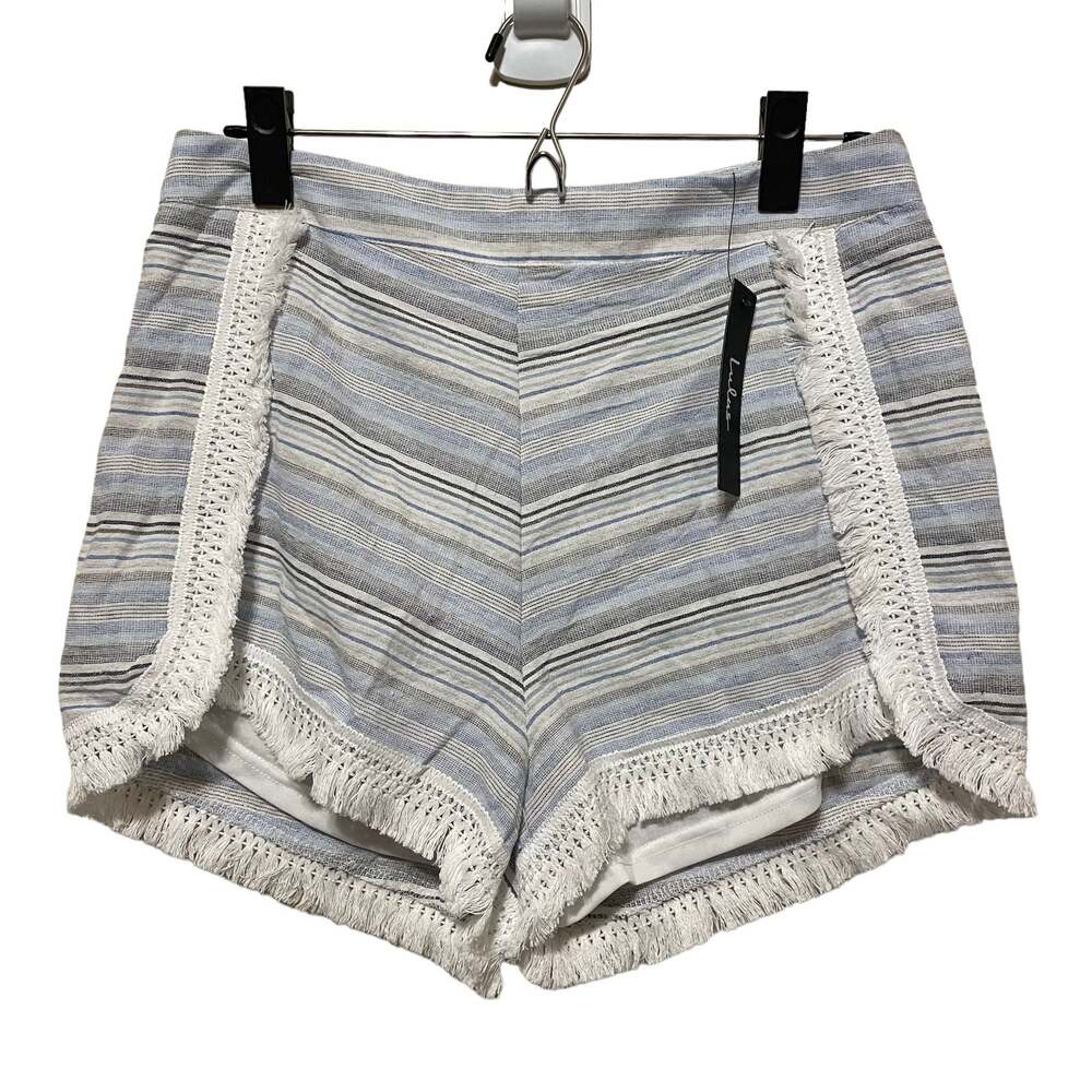 NWT Lulus Savvy Blue and White Striped Fringed Shorts